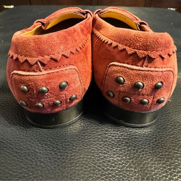 Tod’s Lane Suede Loafers Burgundy with Crystal Embellishments EU 37.5 US 7.5 - Picture 5 of 13